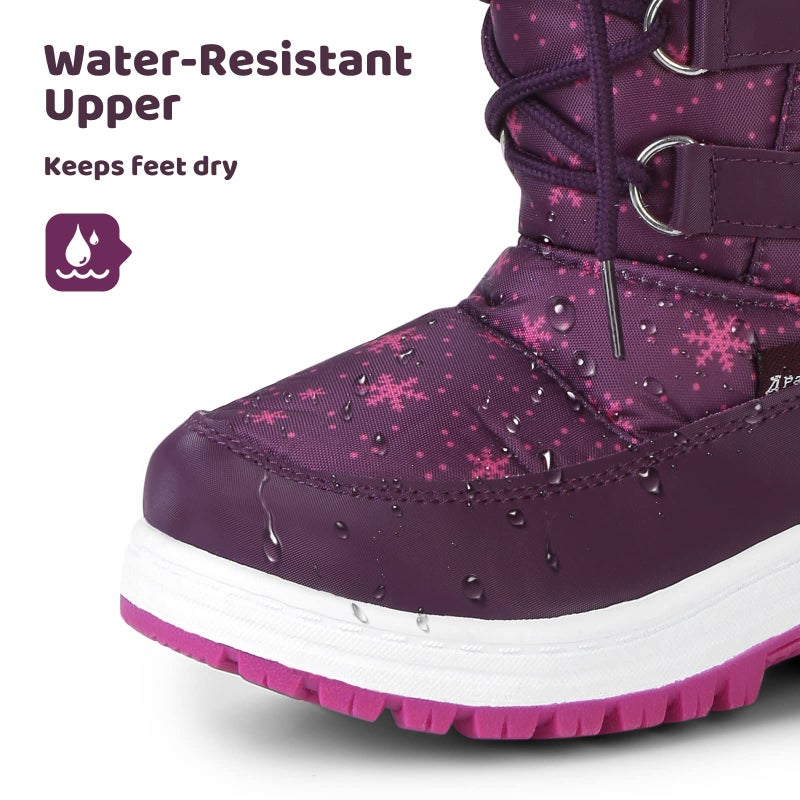 Apakowa Kids Girls Insulated Fur Winter Warm Snow Boots (Toddler/Little Kid) (Color : Purple, Size : 6 M US Toddler) - Image 4